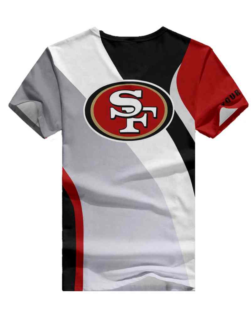 San Francisco 49ers Personalized Summer V-neck T-shirt side view