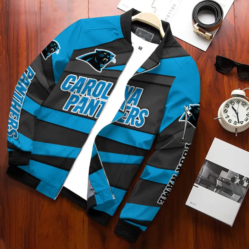Carolina Panthers Personalized Bomber Jacket Back