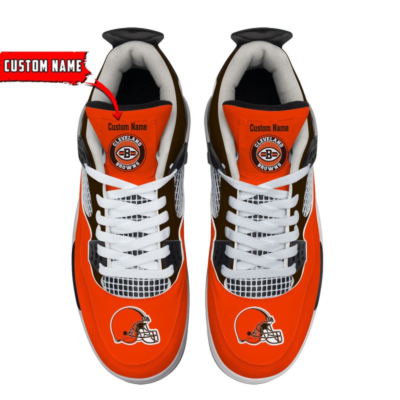 Cleveland Browns Personalized AJ4 Sneaker Side View
