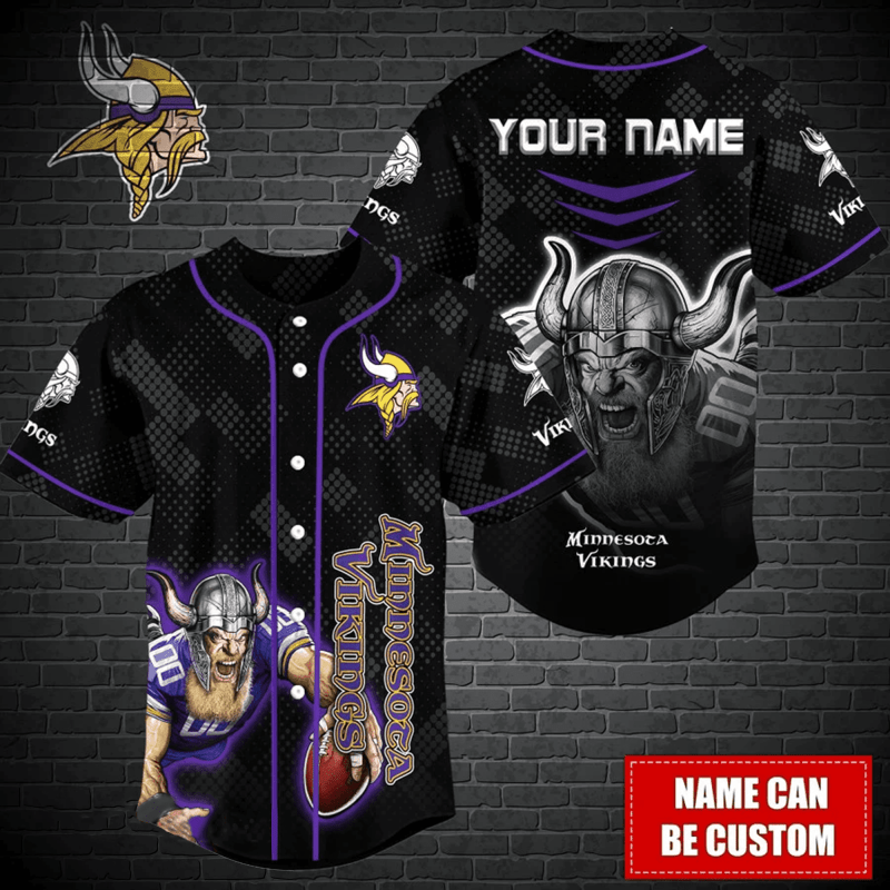 Minnesota Vikings Personalized Baseball Jersey