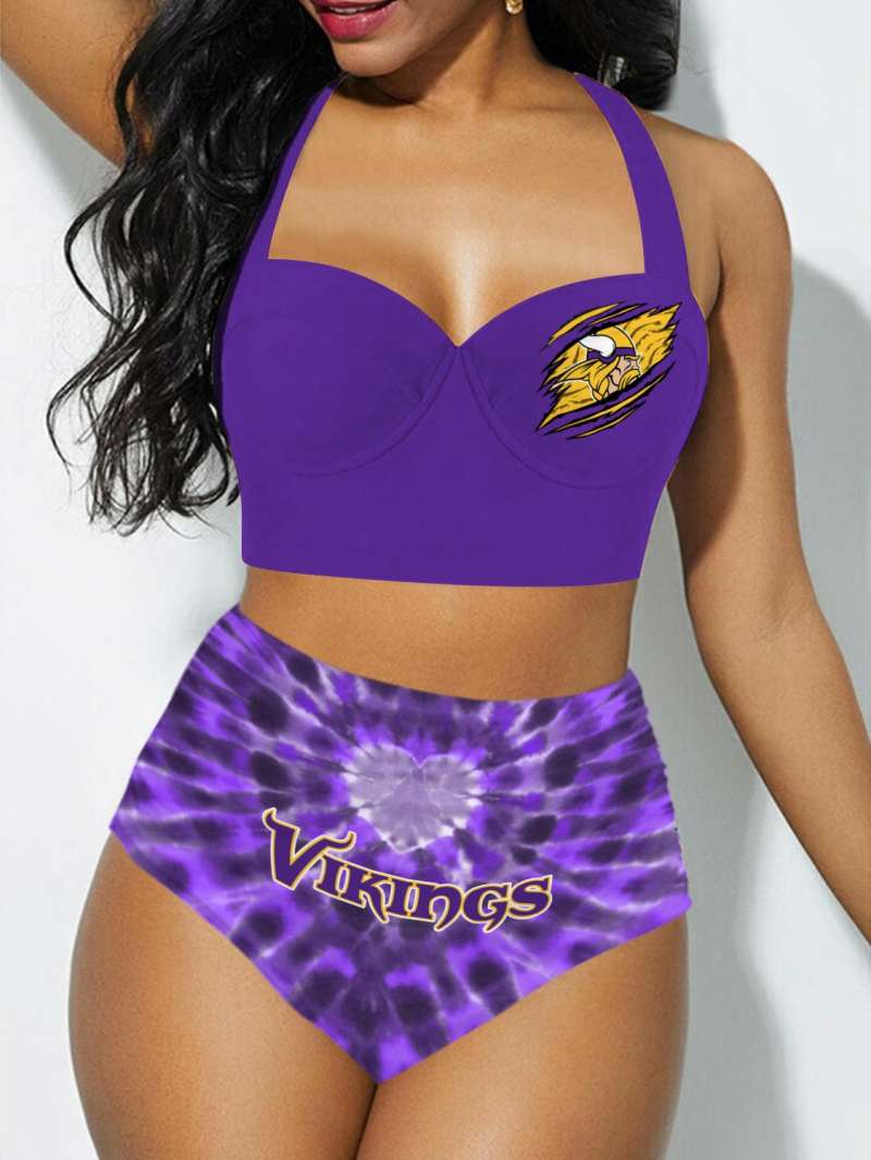 Minnesota Vikings Sexy Print Bikini Swimsuit - Front