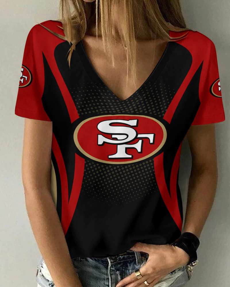 San Francisco 49ers Summer V-neck Women T-shirt