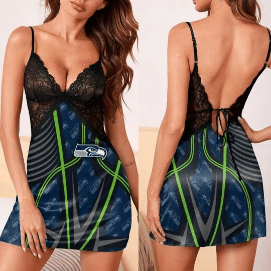 Seattle Seahawks Lace Back Strap Slip Dress Detail