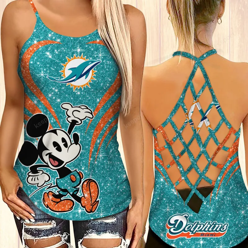 Miami Dolphins Criss-Cross Open Back Camisole Tank Top