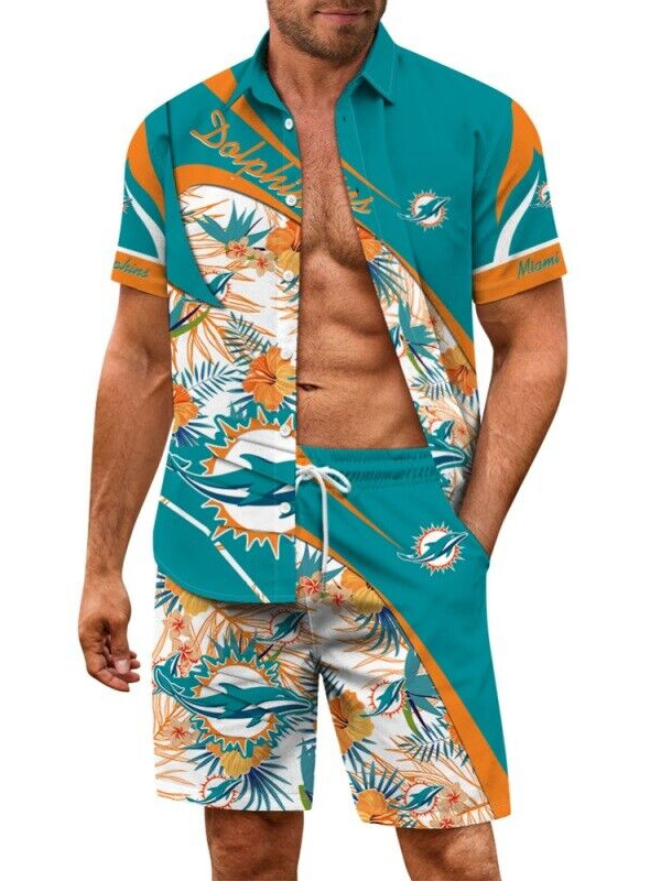 Miami Dolphins Hawaiian Shirt and Shorts Combo