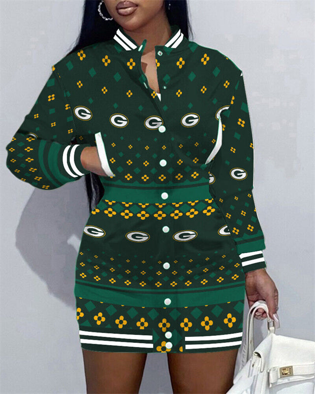 Green Bay Packers Women Button Down Jacket Dress