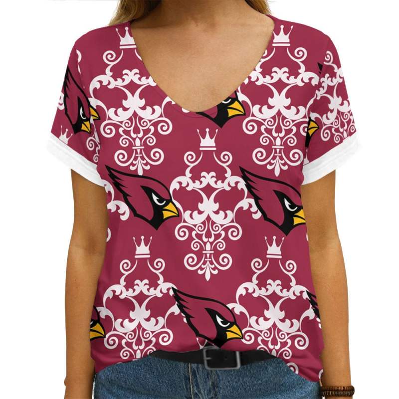 Arizona Cardinals Summer V-Neck Women's T-Shirt Size Chart