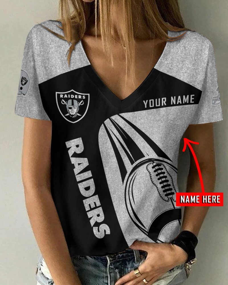 Las Vegas Raiders Personalized V-neck Women T-shirt