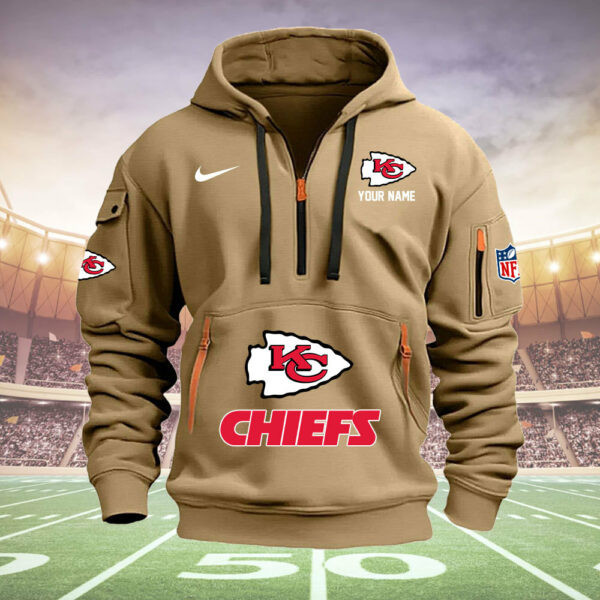 Kansas City Chiefs New Personalized Quarter Zip Hoodie 7