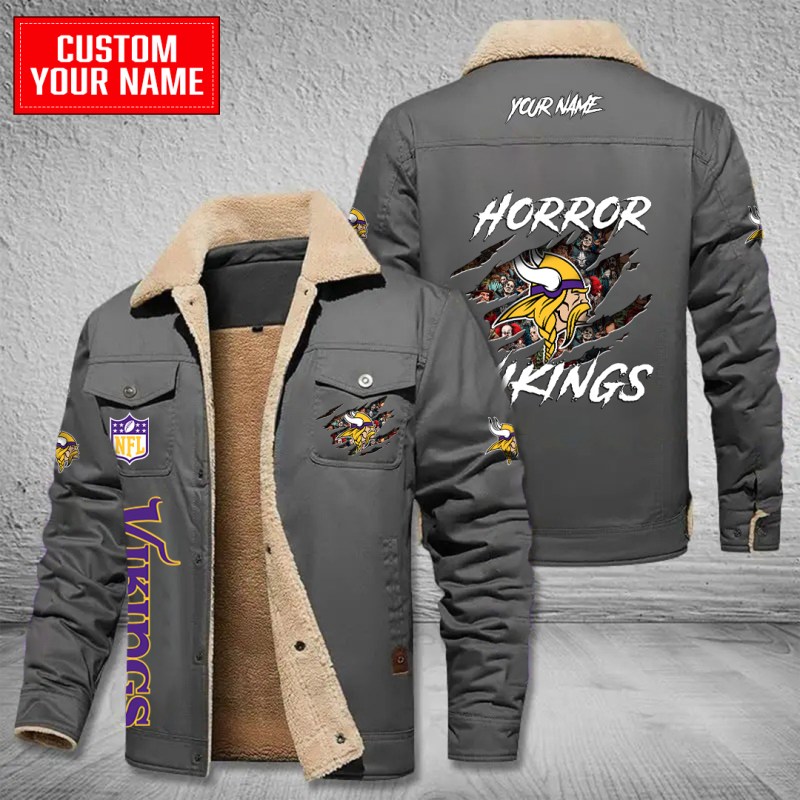 Minnesota Vikings Bomber Jacket Gray