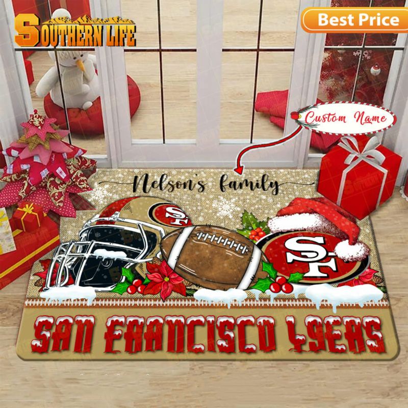 San Francisco 49ers Christmas Personalized Doormat