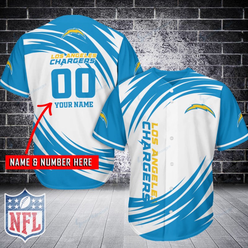 Los Angeles Chargers Personalized Baseball Jersey