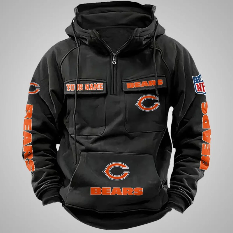 Chicago Bears Multi-Pockets Zip Hoodie