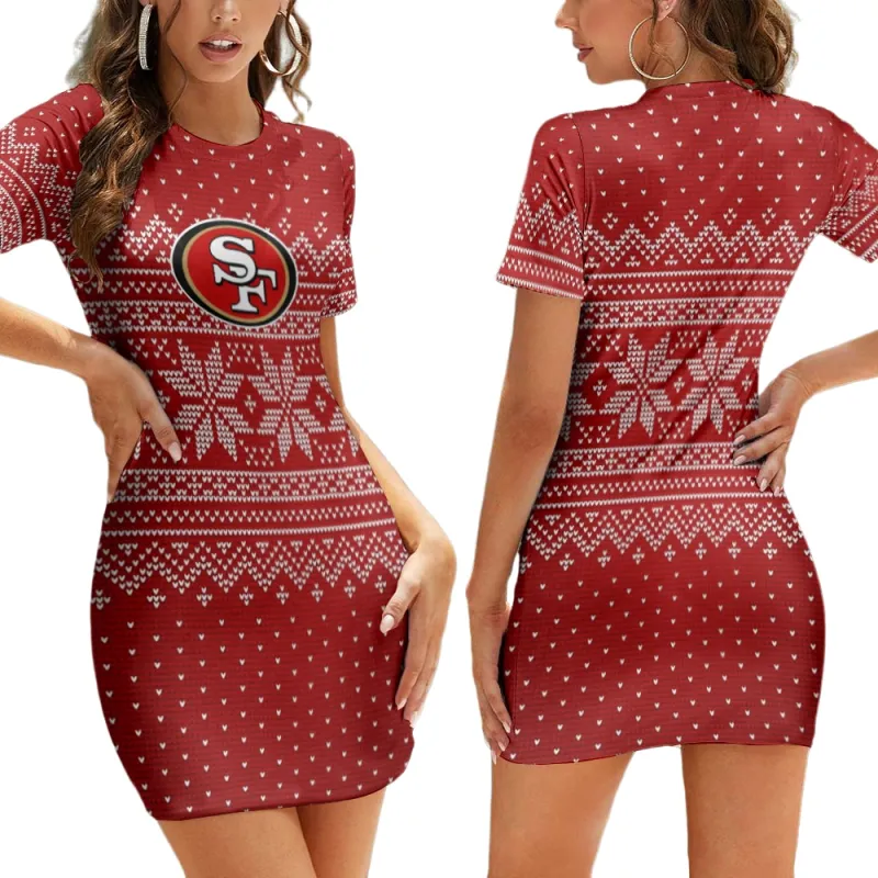 San Francisco 49ers Short Sleeve Bodycon Mini Dress