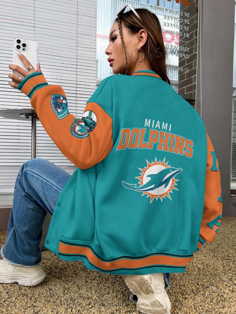 Miami Dolphins Varsity Jacket Back View