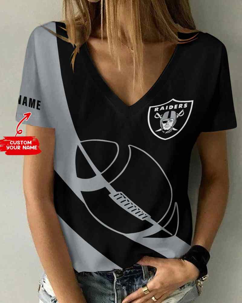 Las Vegas Raiders V-neck T-shirt front view
