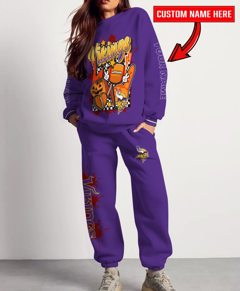 Minnesota Vikings Halloween Sweatshirt and Sweatpants Set