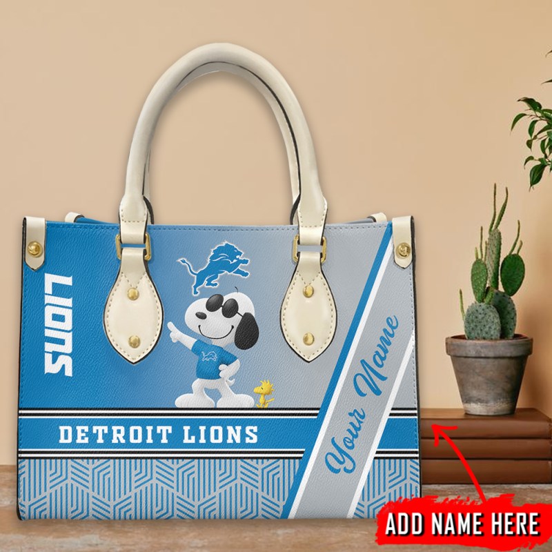 Detroit Lions Leather Hand Bag Back View