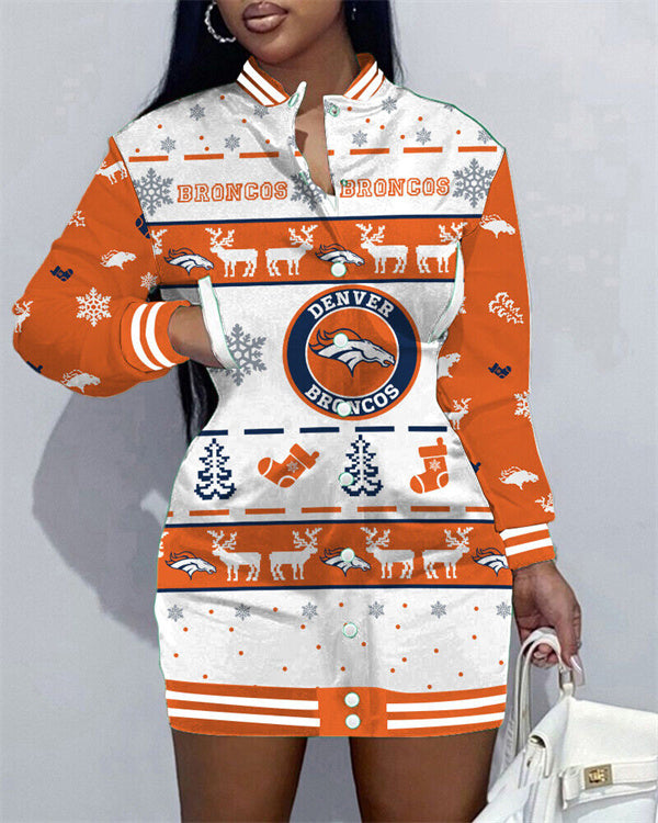 Denver Broncos Women Button Down Jacket Dress