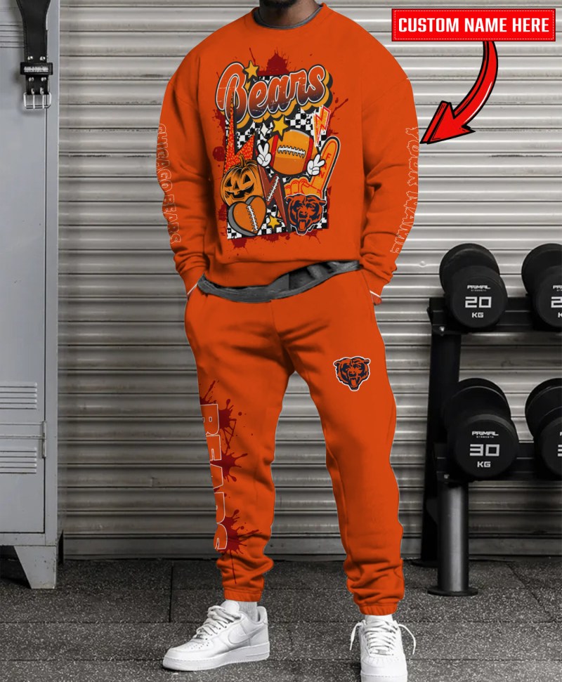 Chicago Bears Halloween Collection Unisex Sweatshirt and Sweatpants Set