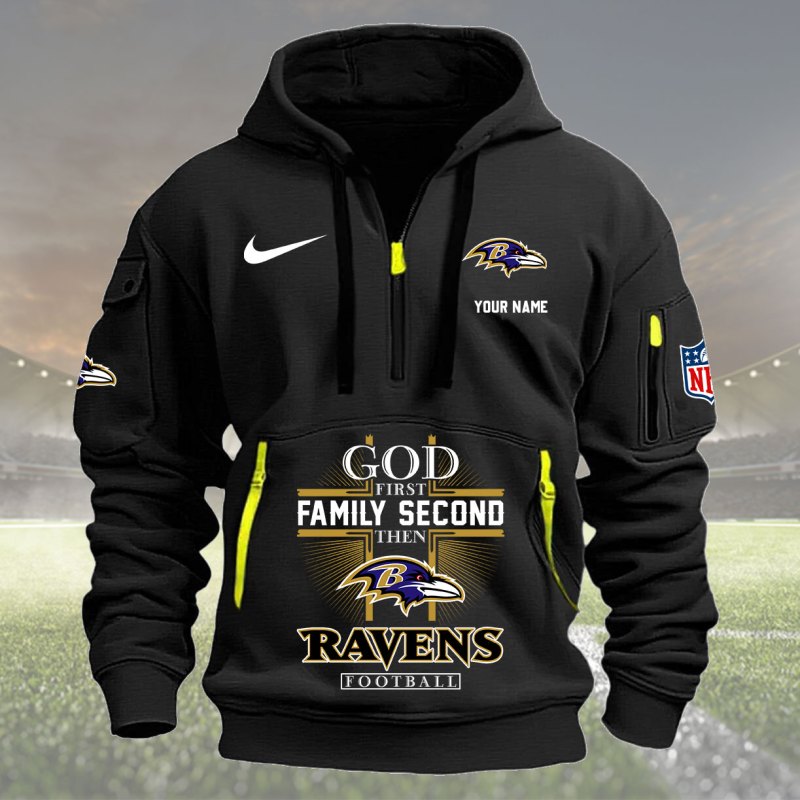 Black Baltimore Ravens Quarter Zip Hoodie