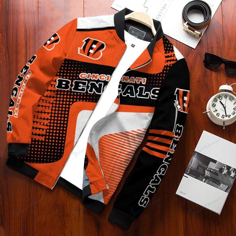 Cincinnati Bengals Personalized Bomber Jacket Back