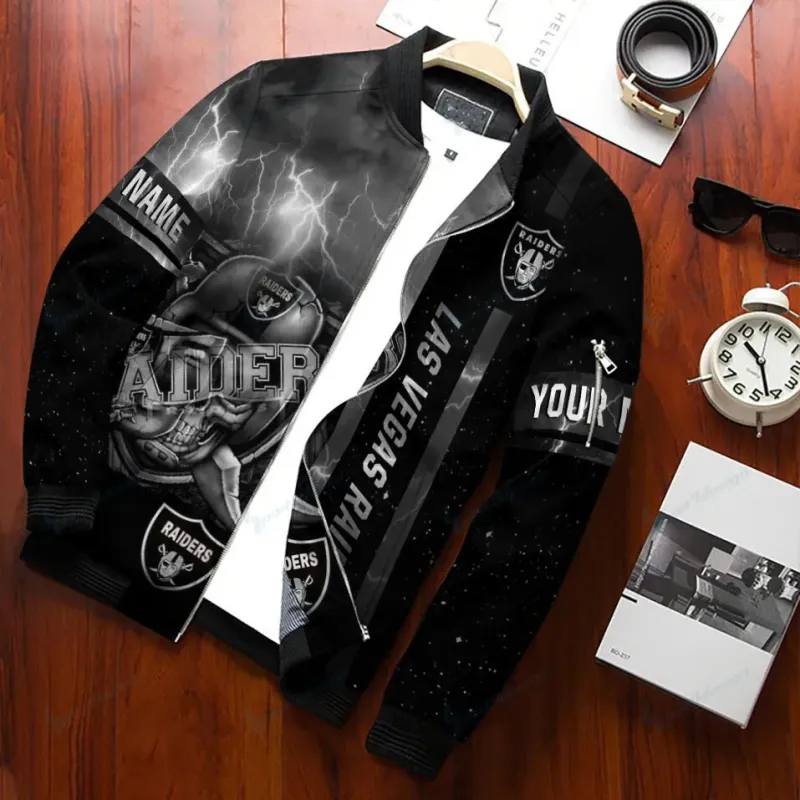 Las Vegas Raiders Bomber Jacket Front View