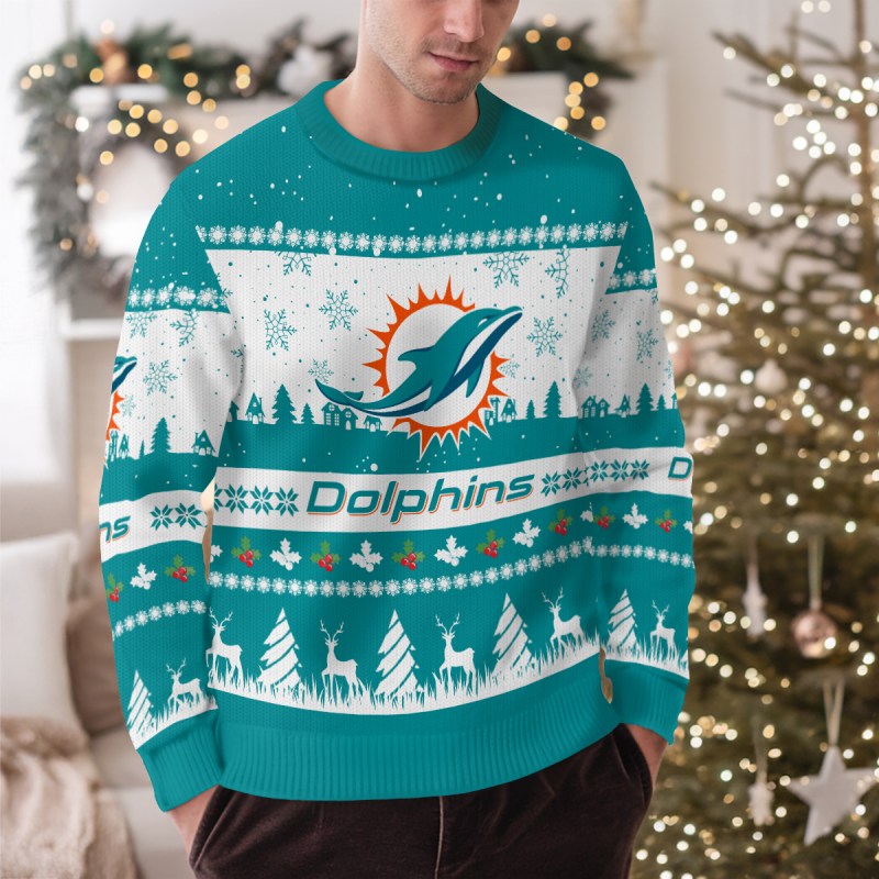 Miami Dolphins Premium Ugly Christmas Sweater - MK Outdoor1