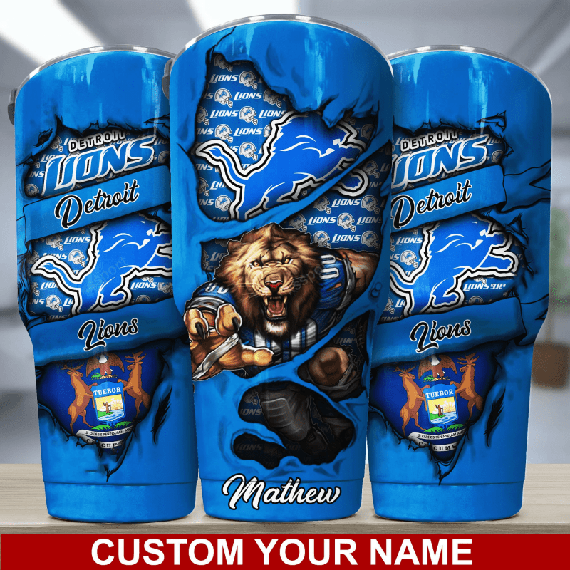 Detroit Lions Personalized Tumbler Design