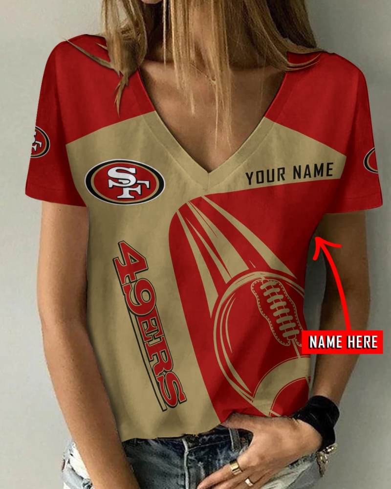 San Francisco 49ers Personalized V-neck Women T-shirt