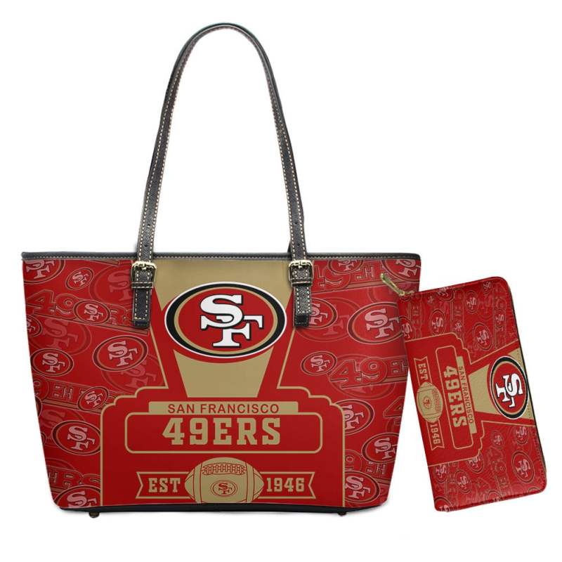 San Francisco 49ers Leather Tote Hand Bag and Purse Set