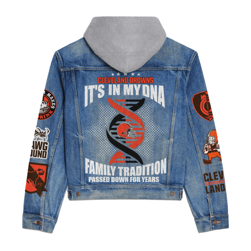 Cleveland Browns Premium Hooded Denim Jacket Detail View