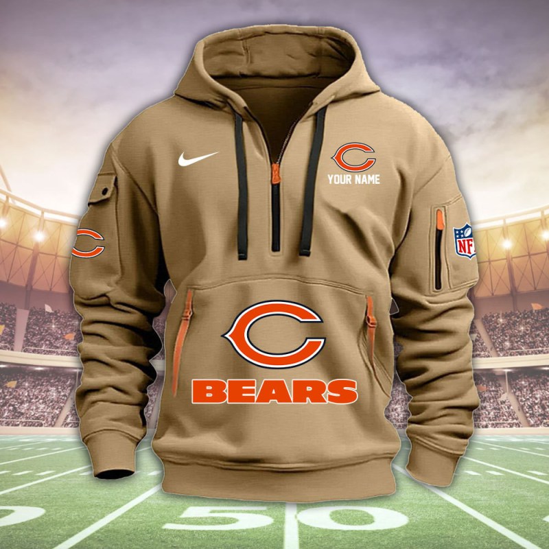 Chicago Bears Personalized Quarter Zip Hoodie Image 3