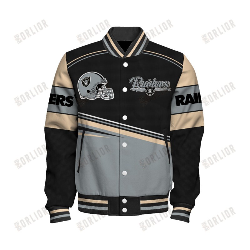 Las Vegas Raiders Varsity Jacket Back View