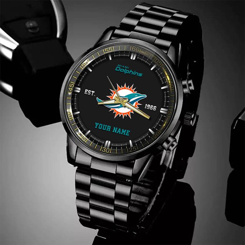 Miami Dolphins Black Fashion Watch