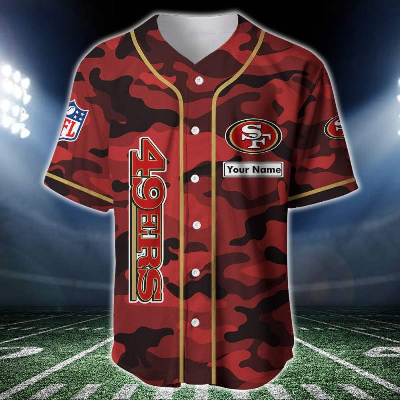 San Francisco 49ers Personalized Baseball Jersey - Back View