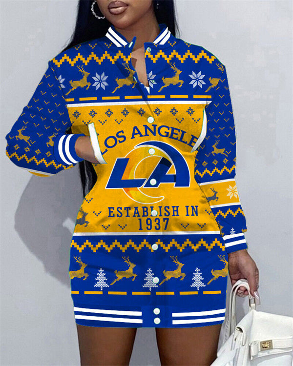 Los Angeles Rams Women's Button Down Jacket Dress