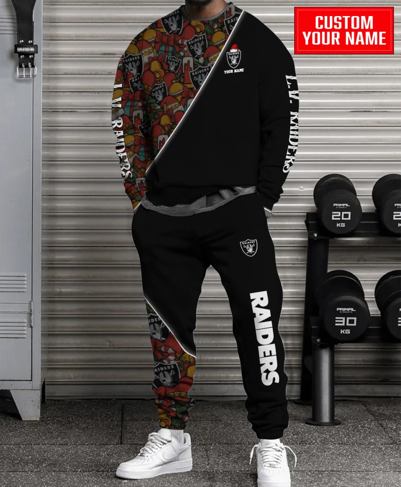 Las Vegas Raiders Christmas Pattern Unisex Combo Sweatshirt And Sweatpants