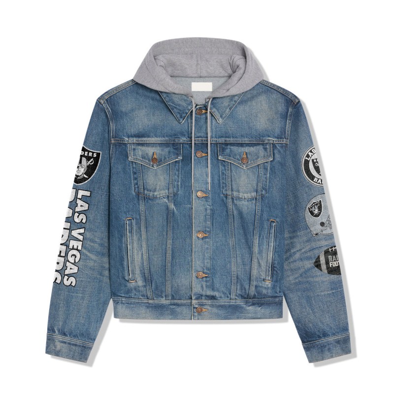 Stylish Hooded Denim Jacket for NFL Fans