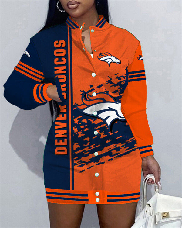 Denver Broncos Women's Button Down Jacket Dress