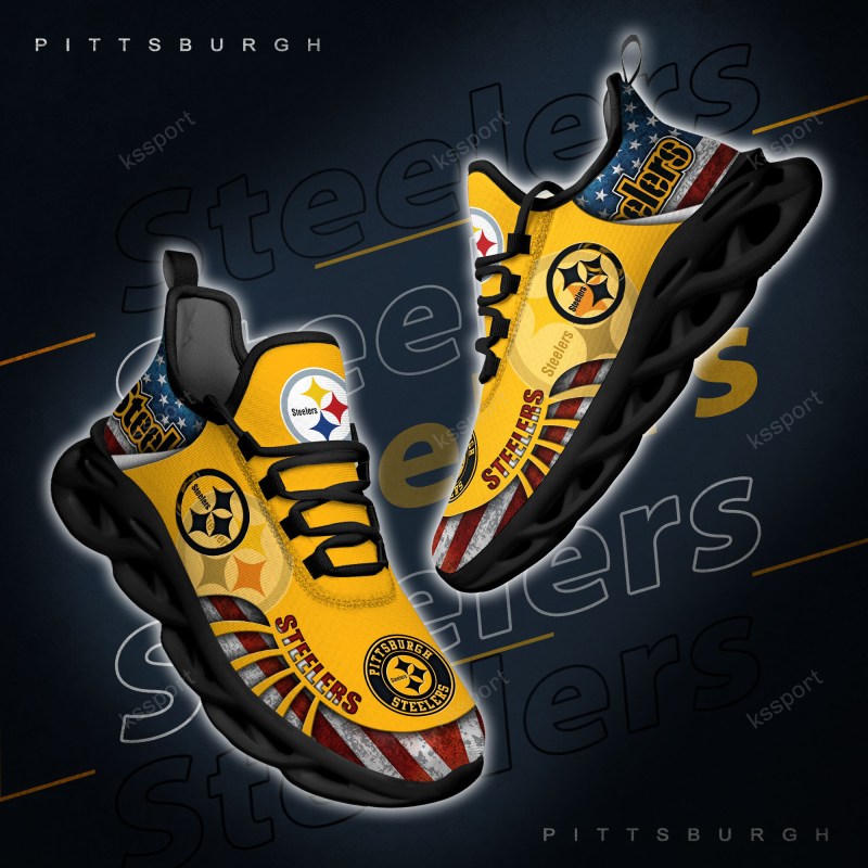 Pittsburgh Steelers Yezy Running Sneakers - Back View