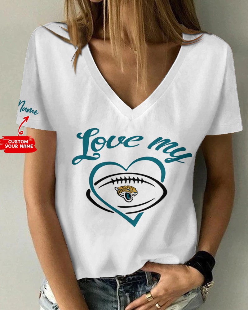 Jacksonville Jaguars Personalized V-neck Women T-shirt