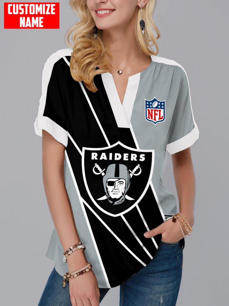 Las Vegas Raiders Personalized Fashion Short Sleeve V-Neck Shirt
