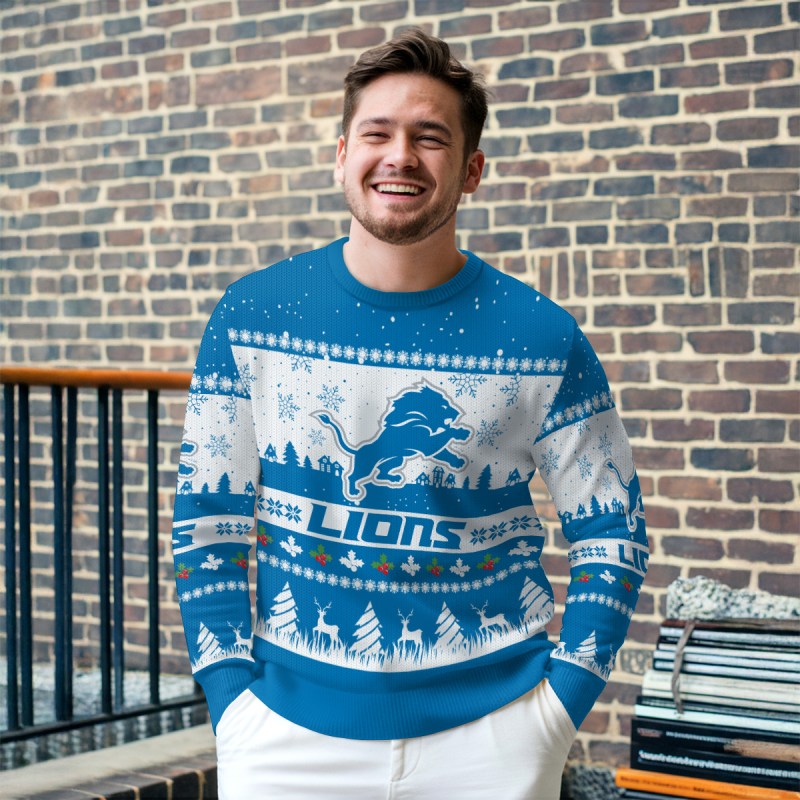 Detroit Lions Christmas Sweater - Outdoor View 1
