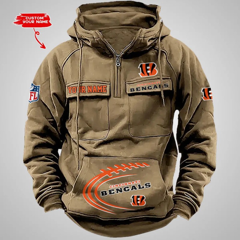 Cincinnati Bengals Multi-Pockets Zip Hoodie Image 4