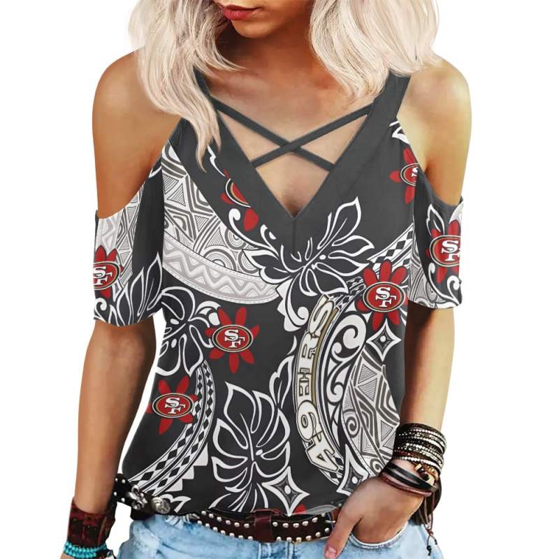 San Francisco 49ers Miss Hollow Out Blouse Shirt