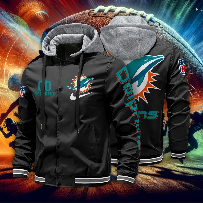 Miami Dolphins Baseball Jacket Side View