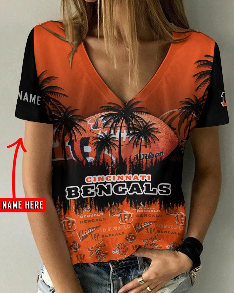 Cincinnati Bengals V-neck T-shirt 1