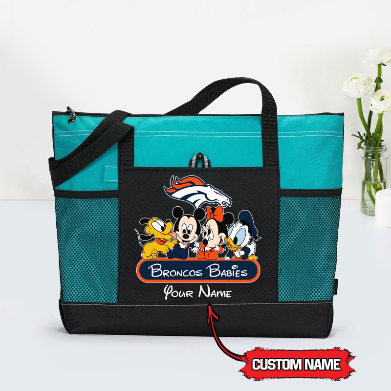 Denver Broncos Personalized Babies Tote Bag Teal