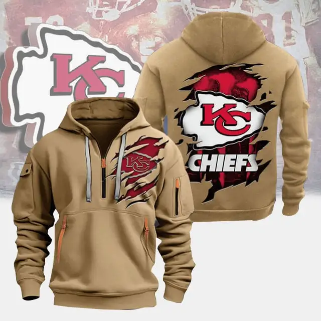 Kansas City Chiefs Personalized Quarter Zip Hoodie